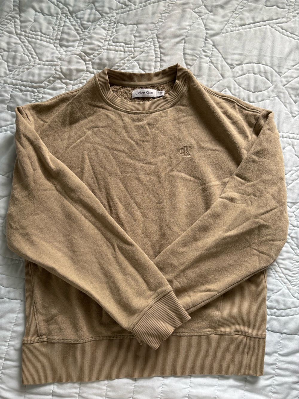Calvin Klein Women's Camel Crewneck Sweatshirt - Neutral Tan